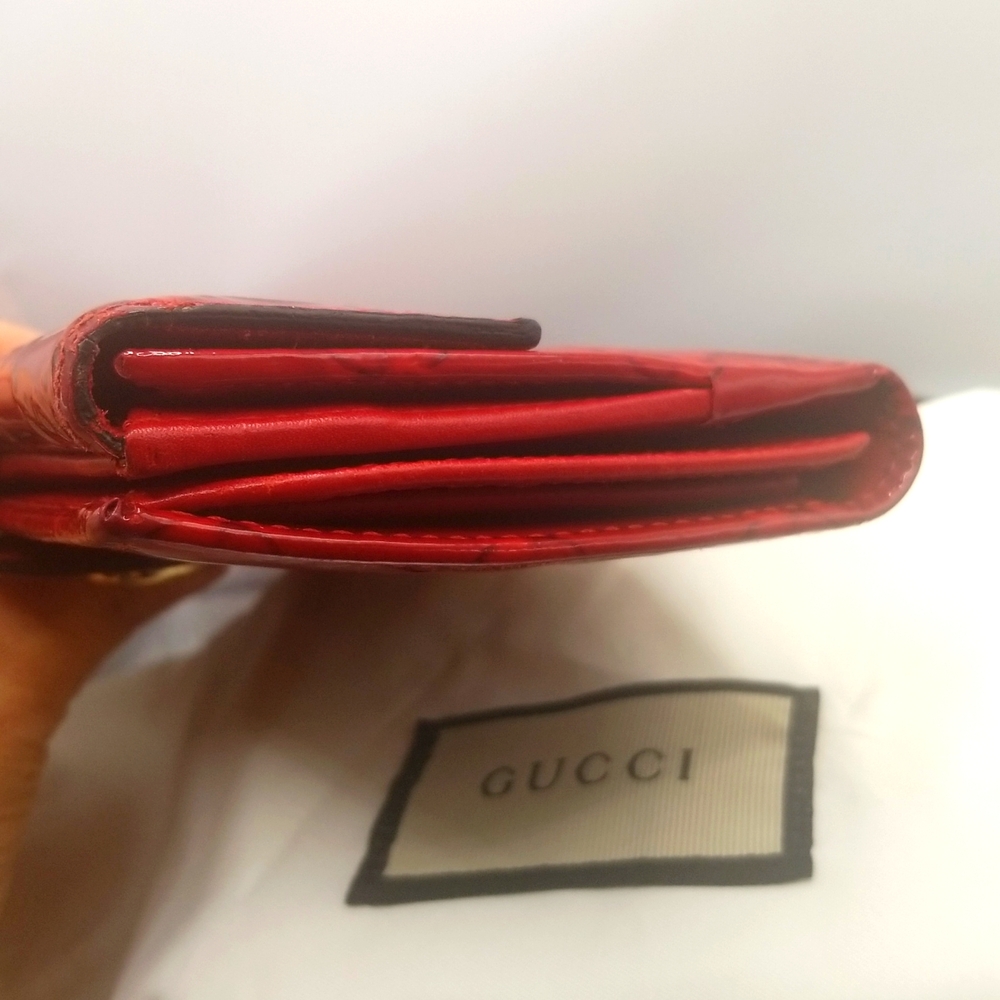 GUCCI Red Gid Heart long patent leather Wallet ♥️ Authentic - Picture 10 of 12